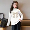 Y2366# Blusa Larga Casual Holgada de Manga Larga con Lazo de Alto Sentido y Diseño de Nicho para Mujer, Primavera y Otoño, Nueva para Niñas