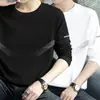 Camiseta deportiva casual para hombre de manga larga con estampado, moderna para adolescentes, adecuada para todas las estaciones, cuello redondo, top básico de manga larga