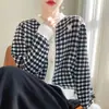 Chaqueta de punto suave y cerosa estilo pequeño y fragante para mujer, cárdigan corto, prenda exterior, suéter para mujer con aspecto adelgazante y blanqueador