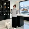 2026 Inverno Novo Estilo Gola Assimétrica Solto Tamanho Grande Com Capuz Algodão Casaco Feminino Moda Casal Estilo Engrossado Quente Roupa de Exterior
