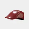Sombreros Transfronterizos para Hombres y Mujeres en Otoño e Invierno, Boinas de Cuero de PU, Gorras Británicas Sencillas y Versátiles, Gorras de Pico para Ropa de Trabajo, Modernos
