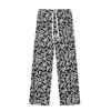 Calça Masculina Xadrez Preto e Branco Estilo Retrô Americano, Outono Fresca Respirável Secagem Rápida Perna Larga Reta Caimento Elegante Calça Longa