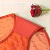 Bragas Sexys de Encaje Satén Rojas Estilo Francés para Mujer, de Tiro Bajo con Cortes Laterales, Abertura Alta, Tirantes Finos, Bragas de Malla Triangular Ligeramente Transparentes para Mujer