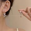 Aretes de mariposa de cristal degradado azul hielo sal de mar de verano, diseño nicho, aretes Mori de perla de imitación, aretes de alta gama