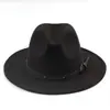 Amazon Sombrero Jazz de copa plana transfronterizo europeo y americano otoño e invierno hombres y mujeres Sombrero de lana británico sombrero de fieltro venta al por mayor