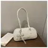 Estilo Coreano 2026 Nova Tendência Elegante Feminina Retrô Couro Encerado Oleado Pingente Bolsa Boston Ombro Único Sobrancelha Baguette Bolsa de Mão