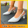 Sandalias de tacón de aguja sin espalda con punta fina estilo francés 2026, Zapatos elegantes de una sola tira, Sandalias de verano con punta cerrada, Tacones altos para combinar con vestidos