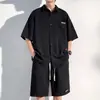 Conjunto Informal Casual Delgado Suelto de Verano para Hombre 2026, Conjunto de Dos Piezas con Camisa de Manga Corta y Pantalones Cortos