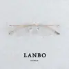 Armazón de Titanio Ultraligero 4.9g Gafas de Prescripción Ovaladas para Mujer, Estilo Crema, Cat-Eye Artístico Retro sin Armazón, Se Pueden Personalizar con Lentes de Prescripción