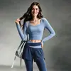 Conjunto de Yoga Falso Duas Peças para Mulheres, Gola Quadrada Manga Longa Calça de Cintura Alta Levanta Bumbum, Conjunto Profissional de Duas Peças para Pilates Esporte Fitness