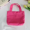Bolsa de Almuerzo Mini Portátil de Nylon de Color Sólido, Bolso de Mano Simple para Viajes Diarios, Bolsa Plegable Ligera para Almacenamiento