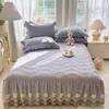 Faldón de cama acolchado de algodón puro, pieza única, que oculta el borde inferior, nuevo modelo 2025, colcha de cama engrosada 100% algodón, estilo faldón de cama a prueba de polvo