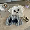 Conjunto de Verano Unisex para Niños Bebé Estiloso Infantil Personalizado Marca de Moda Dibujos Animados 3D Camiseta de Manga Corta Pantalones Cortos Rayados
