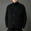 Chaleco de Pana para Hombre Invierno Mediana Edad Plus Terciopelo Engrosado Forro de Lana de Cordero Ropa de Papá Cuello en V Chaleco de Algodón Hombre