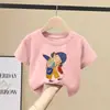 Camiseta de Manga Corta de Algodón Puro para Niñas, Top de Ropa Infantil de Dibujos Animados Moderno y a la Moda, Camiseta Casual Versátil de Cuello Redondo para Bebés Niñas, Manga Media