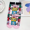 Calcetines de dibujos animados de algodón peinado para niños, bonitos calcetines de tubo medio para mujer, calcetines de moda de dibujos animados, calcetines casuales para hombres y mujeres, venta al por mayor transfronteriza