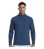 Jaqueta Masculina com Gola Alta e Meio Zíper, Manga Longa, Malha Lattice Amiga da Pele, Macia, Elástica, Confortável, Aquecimento para Exterior, Camiseta Esportiva