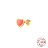 Pendientes de Plata de Ley S925 con Forma de Corazón Clásico Esmalte de Goteo de Aceite Joyería Perforada Hilo para Pendientes Pendientes de Hueso de Oreja Perforados con Esmalte para Mujer
