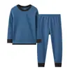 Conjunto de Ropa Interior Térmica para Niños, Capa Base Cálida de Forro Polar para Niñas, Ropa de Otoño y Pantalones, Ropa de Casa para Jóvenes Niños, Pijamas para Niños