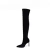 Botas altas europeas y americanas para mujer, populares botas ajustadas de otoño e invierno, botas de caña alta, tacones de aguja de punta fina, botas elásticas que estilizan