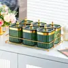 Conjunto de Potes de Tempero Levemente Luxuoso Estilo Ins, Caixa Organizadora de Plástico Doméstica para Temperos, Utensílios de Cozinha Pote Garrafa de Sal