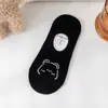 Calcetines de Oso de Dibujos Animados en Barco para Mujer Calcetines Invisibles de Silicona Antideslizantes Calcetines Finos de Verano para Mujer Boca Baja Color Blanco Leche