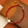 Pulsera de Cristal Rojo con Perlas para el Año de Nacimiento, Pulsera Sencilla y Elegante con Colgante para Niñas, Pulsera de Regalo para Mujeres