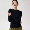 Suéter de cashmere sem costura para mulheres, gola redonda, canelado, caimento justo, tricô pulôver, camada interna, camada base