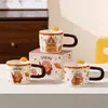 Caneca de Cerâmica Urso Croissant para Mulheres, Presente para Amigos, Xícara de Café da Manhã para Casa, Caneca de Café para Escritório, Atacado