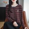 Cárdigan Rayado de Corazón Dulce de Nicho Chaqueta de Punto para Mujer Top Exterior de Otoño e Invierno Estilo Suave Suéter Holgado