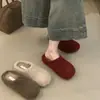 Chinelos peludos femininos para uso externo, novidade outono e inverno 2026, chinelos de algodão fada vermelhos quentes de pelúcia vintage para mulheres