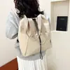 Mochila multifuncional de moda transfronteiriça nova bolsa de ombro feminina cor sólida bolsa de saco com cordão de grande capacidade mochila casual