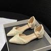 Sandálias femininas Baotou atacado verão novo estilo fada salto grosso pontudo oco moda Joker com sapatos de saia