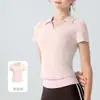 Conjunto de roupa de yoga, novo modelo de verão, respirável, justo ao corpo, com gola, manga curta, de alta qualidade, modelador, top para treino fitness