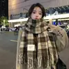 Bufanda de Cuadros Chal de Invierno Estilo Coreano Calentador de Cuello Cachemira Sintética Retro Versátil