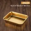Plato rectangular de acero inoxidable estilo japonés comercial Plato de barbacoa dorado Bandeja plana Plato poco profundo para repostería Plato de cena Plato para cocinar al vapor