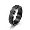 Comercio electrónico transfronterizo neutral simple estilo lujo ligero arena perlada esmerilada anillo de titanio y acero giratorio para aliviar el estrés joyería de mano moda