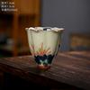 Tazón de tres tapas pintado a mano Geyao, taza para tostadas flotante, color azul y verde bajo vidriado, juego de té kung fu, se puede levantar, se puede abrir para hacer taza de té