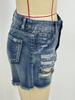 Europa e Estados Unidos fonte transfronteiriça de moda feminina shorts jeans retro desgastado solto reto usados