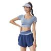 Pantalones cortos antideslizantes de dos piezas con costuras de moda, cintura alta, top de manga corta, traje de yoga de verano de dos piezas
