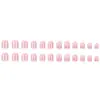 Comércio Exterior Mais Vendido Gradiente Rosa e Branco Manicure Francesa, Estilo Gentil e Elegante Pontas de Unha Usáveis, Adesivos de Unha com 24 Peças