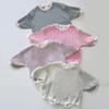 Ropa de estilo coreano ins4 colores de algodón waffle de color sólido de manga larga envuelta en pedos suave y versátil ropa infantil de estilo occidental
