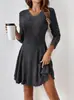 Novedades de Verano Transfronterizas Europeas y Americanas 2026: Elegante Vestido Largo de Algodón Color Sólido con Cuello en V y Manga Corta Estilo Vacacional Francés para Primavera y Verano