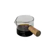 Taza pequeña de leche con mango de madera creativa, taza pequeña de leche de vidrio, jarra de leche con mango de madera, utensilio de café mini, estilo ins
