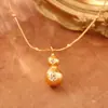 Nuevo Collar Simple Estilo Chino de Calabaza con Circonita para Mujer, Lujo Ligero, Moda de Alta Gama, Cadena para Clavícula Gruesa de Color Dorado Real que Conserva el Color