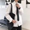 Camisa de Manga Larga Blanca DK para Hombre Holgada Traje de Pareja Moda Coreana Ropa de Estudiante para Clase Estilo Casual Universitario Camisa jk