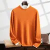 Suéter de Caxemira Montanha Outono e Inverno 2024 Novo Masculino Base Lisa Camisa Casual de Negócios Cor Sólida Suéter Pulôver Quente