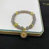 Pulsera de Ágata Gris Natural, Pulsera Media de Calcedonia Púrpura Ahumada, Nuevo Fabricante de Joyería Estilo Chino Venta al por Mayor Transmisión en Vivo Bienestar de Celebridades de Internet