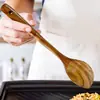 Juego de Utensilios de Cocina de Madera Transfronterizo Mango Redondo de Madera Chancla Teca Espaguetis Espaguetis Cuchara Mezcladora de Mango Largo Pala para Freír Cocina
