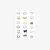 Tatuagens temporárias fofas e calmantes com tema de animais, designs de linha simples para as articulações dos dedos, adesivos pequenos à prova d'água e duradouros